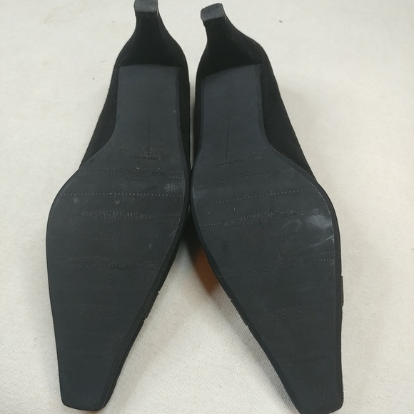 Stuart Weitzman Black Suede Square Toe Pumps. 2" H - Picture 6 of 8